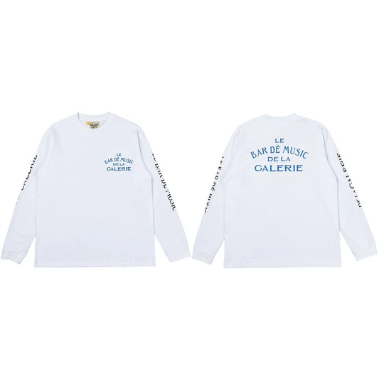 Gallery Dept. Le Bar De Music Sleeve Print Long Sleeve T-Shirt - White/Blue