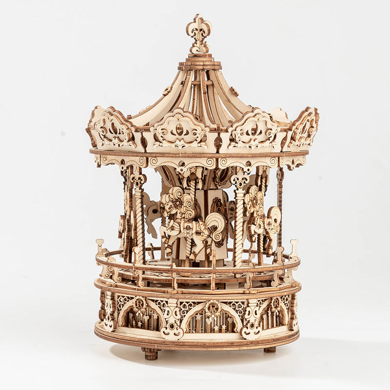 DIY Wooden Puzzles Carousel Music Box