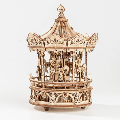 DIY Wooden Puzzles Carousel Music Box