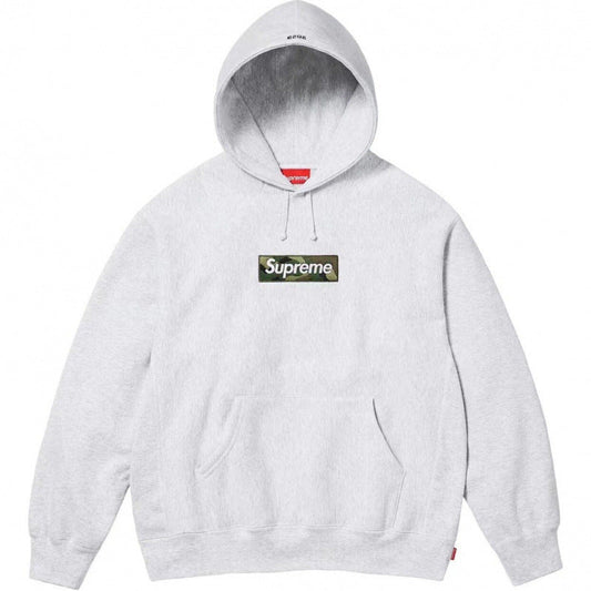 Supreme Box Logo Hooded Sweatshirt - Heather Grey / Woodland Camo