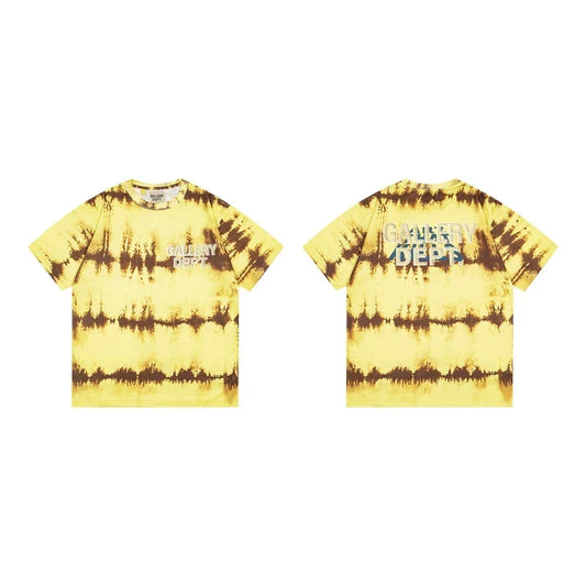 Gallery Dept. Stripe Tie-Dye Short Sleeve T-Shirt - Yellow/Brown