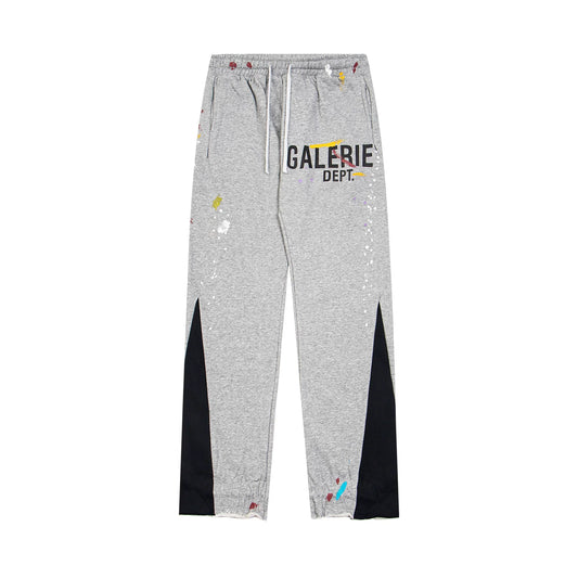 Gallery Dept. "GALERIE DEPT." Logo Paint Splatter Contrast Panel Sweatpants - Heather Grey