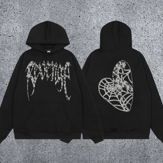 REVENGE Rhinestone Heart Graphic Hoodie
