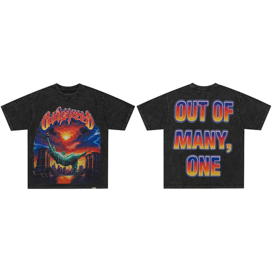 GodSpeed Out Of Many Washed Black T-Shirt