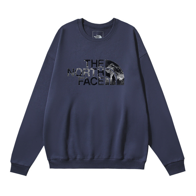 The North Face Mountain Texture Half Dome Logo Crewneck Sweatshirt – Navy