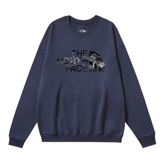 The North Face Mountain Texture Half Dome Logo Crewneck Sweatshirt – Navy