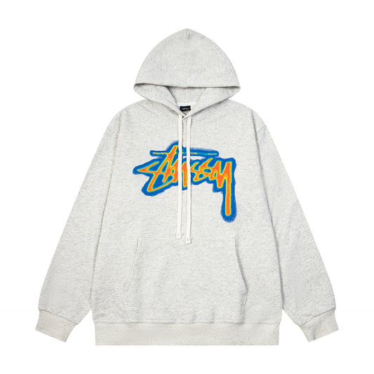 STUSSY Stock Logo Pullover Hoodie – Grey