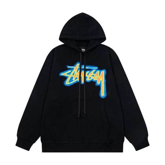 STUSSY Stock Logo Pullover Hoodie – Black