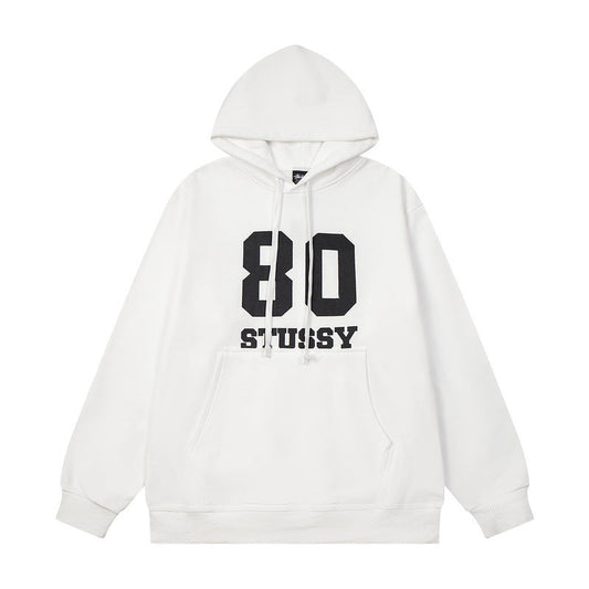 STUSSY 80 Logo Pullover Hoodie – White
