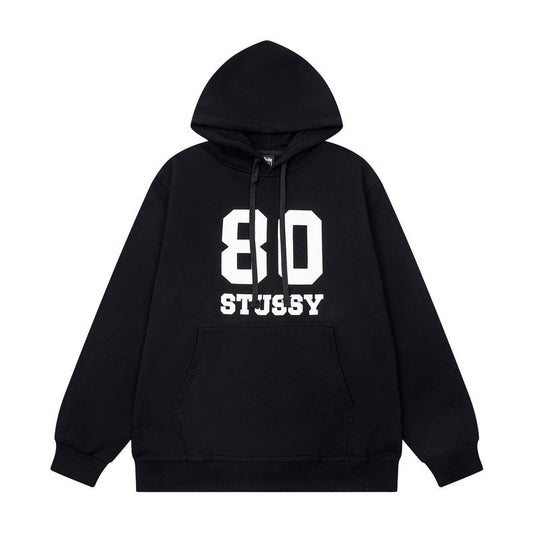 STUSSY 80 Logo Pullover Hoodie – Black
