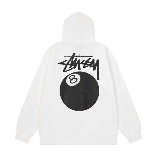 STUSSY 8 Ball Graphic Pullover Hoodie – White