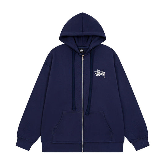 STUSSY Basic Logo Zip Hoodie – Navy