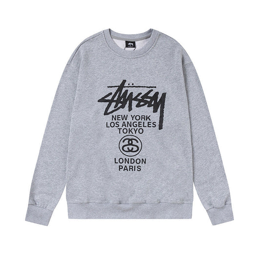 STUSSY World Tour Grey Crewneck Sweatshirt