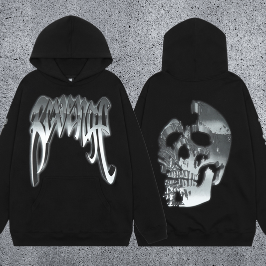 REVENGE Skull Graphic Pullover Hoodie