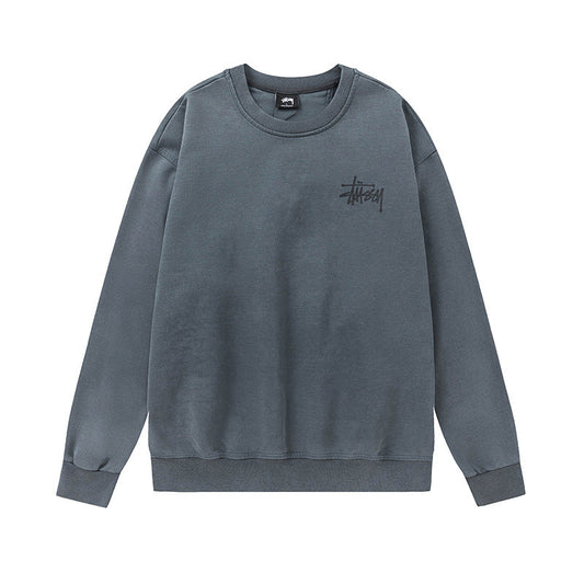 STUSSY Basic Logo Charcoal Grey Crewneck Sweatshirt