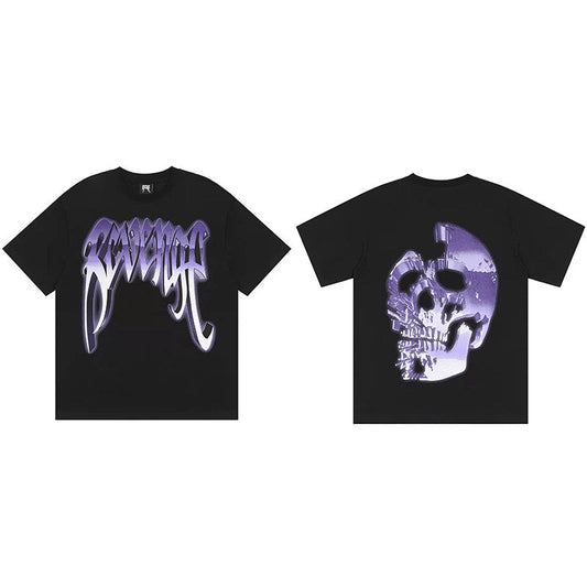 REVENGE Purple Skull Graphic T-Shirt