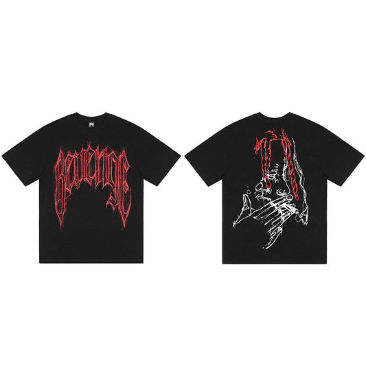 REVENGE Red Sketch Graphic T-Shirt