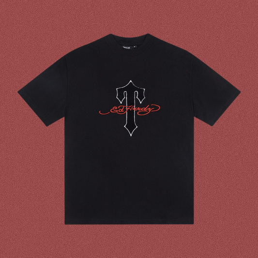 TRAPSTAR Cross Graphic Embroidered T-Shirt Black