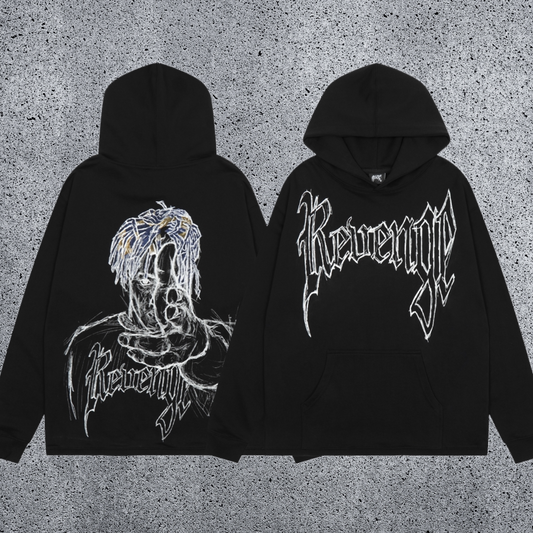 REVENGE Graphic Gothic Pullover Hoodie