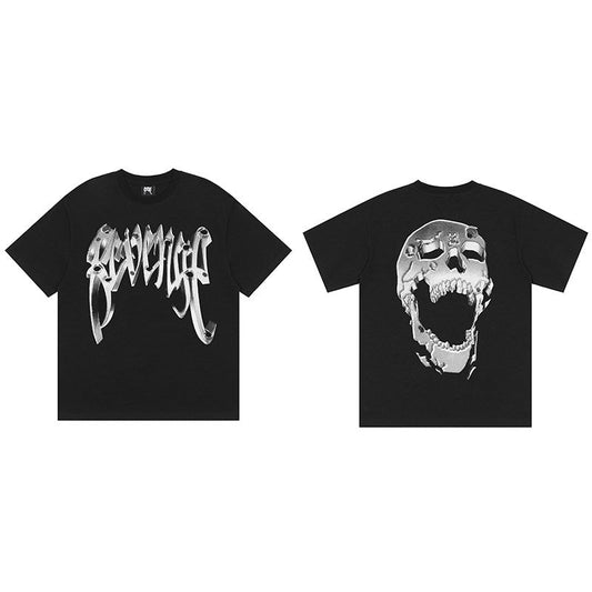 REVENGE Silver Skull Graphic T-Shirt