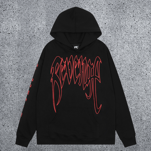 REVENGE Red Outline Graphic Pullover Hoodie