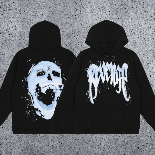REVENGE Skull Paint Graphic Pullover Hoodie