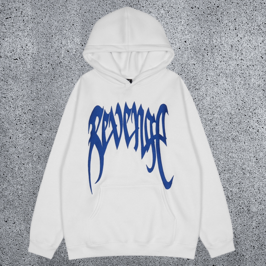 REVENGE Blue Embroidered Logo Hoodie