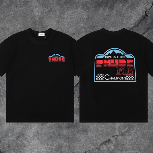 RHUDE Paradiso Hills Rally Graphic T-Shirt – Black