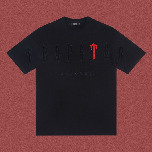 TRAPSTAR Red Logo Embroidery T-Shirt Black
