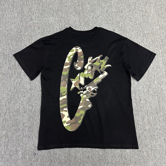Camouflage Graphic Print White T-Shirt Unisex Streetwear Casual Short Sleeve Tee