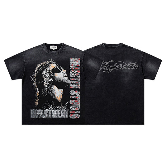 MAJESTIK Vintage Graphic Print T-Shirt