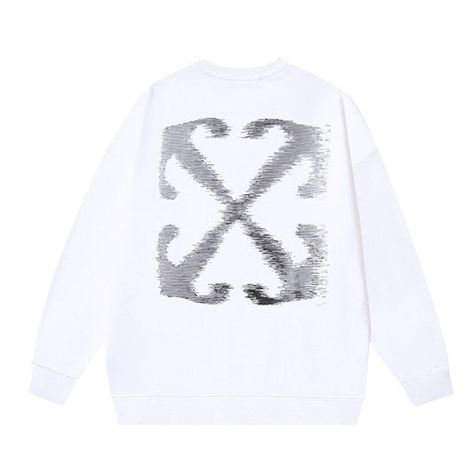 Off-White Distressed Arrow Graphic Sweatshirt White