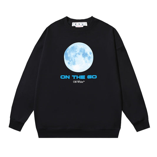 OFF WHITE On The Go Moon Graphic Crewneck Sweatshirt Black
