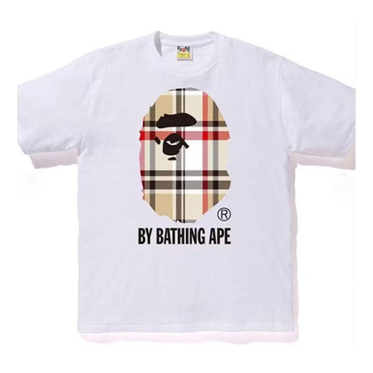 BAPE A Bathing Ape Check by Bathing Tee White Black
