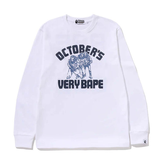 BAPE x OVO Collegiate Long Sleeve Tee White