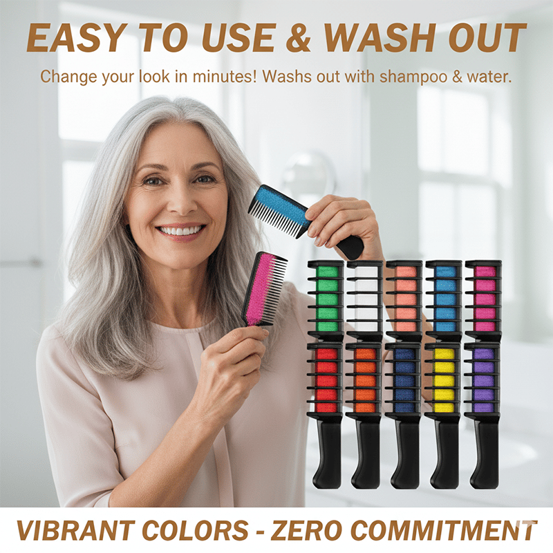 ⏳Black Friday Sale!🚨 Lowest Price Ever, Don't Miss Out! 🌈Festive Fun Hair Chalk Combs