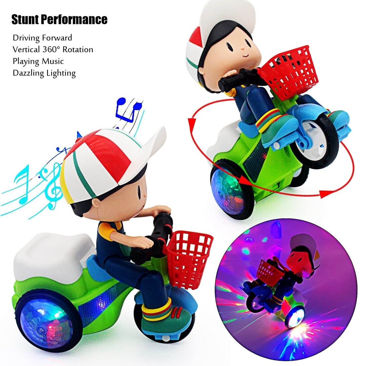 😍Last Day Sale 50% OFF💥 Stunt Spin Dance Tricycle Electric Toy with Sound Music Light Toy