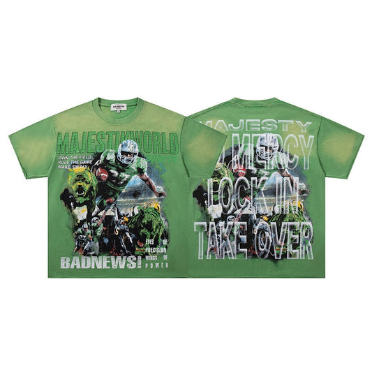 MAJESTIK Vintage Football Graphic T-Shirt