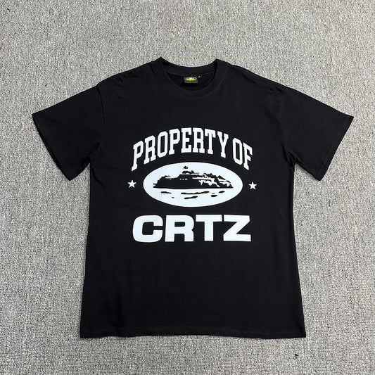 Black Graphic Print T-Shirt Unisex Streetwear Casual Short Sleeve Tee