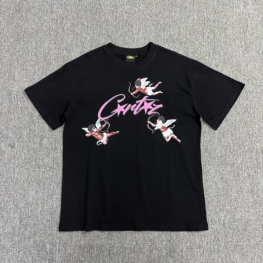 Graphic Print Black T-Shirt Unisex Streetwear Casual Short Sleeve Tee