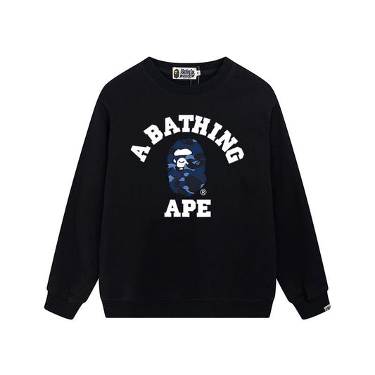 BAPE Blue Camo Ape Head Crewneck Sweatshirt Black
