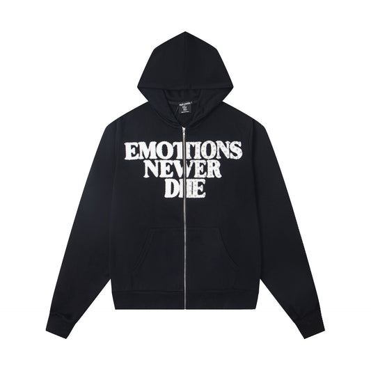 EMOTION Never Die Graphic Zip Up Hoodie