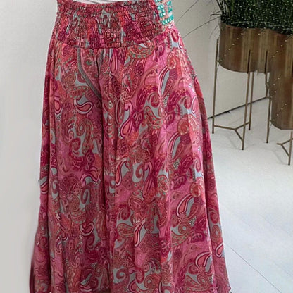 🌺2026 NEW SALES - 50% OFF🌺Ethnic Paisley Print Elastic Patchwork-Waist Lightweight Pants