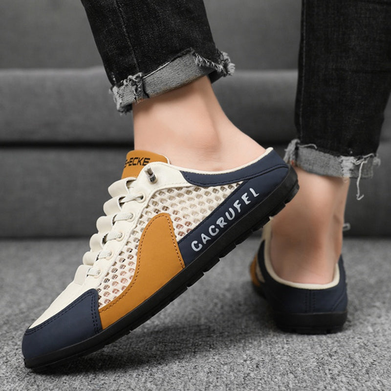 Men’s Breathable Mesh Slip-On Half Slippers