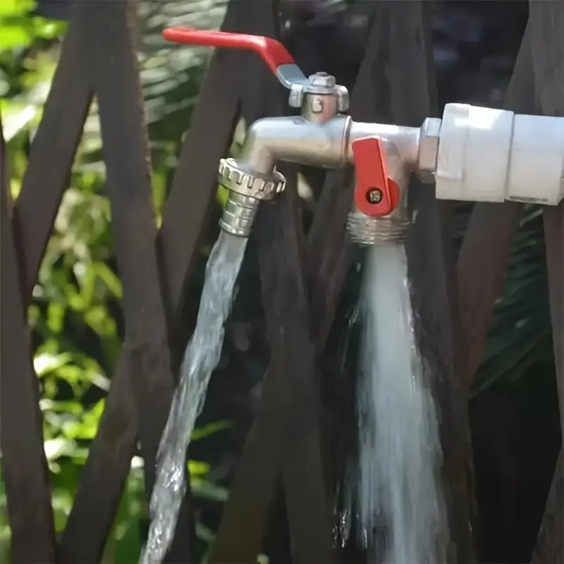 Universal Stainless Steel Double Outlet Garden Water Faucet