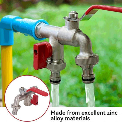 Universal Stainless Steel Double Outlet Garden Water Faucet