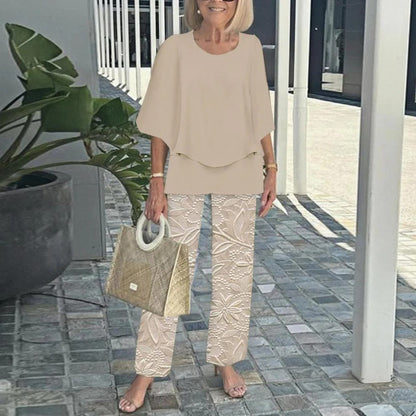 🔥Summer Sale 50% OFF💥Women’s Casual Round Neck Half Sleeve Top Printed Pants Two Piece Set