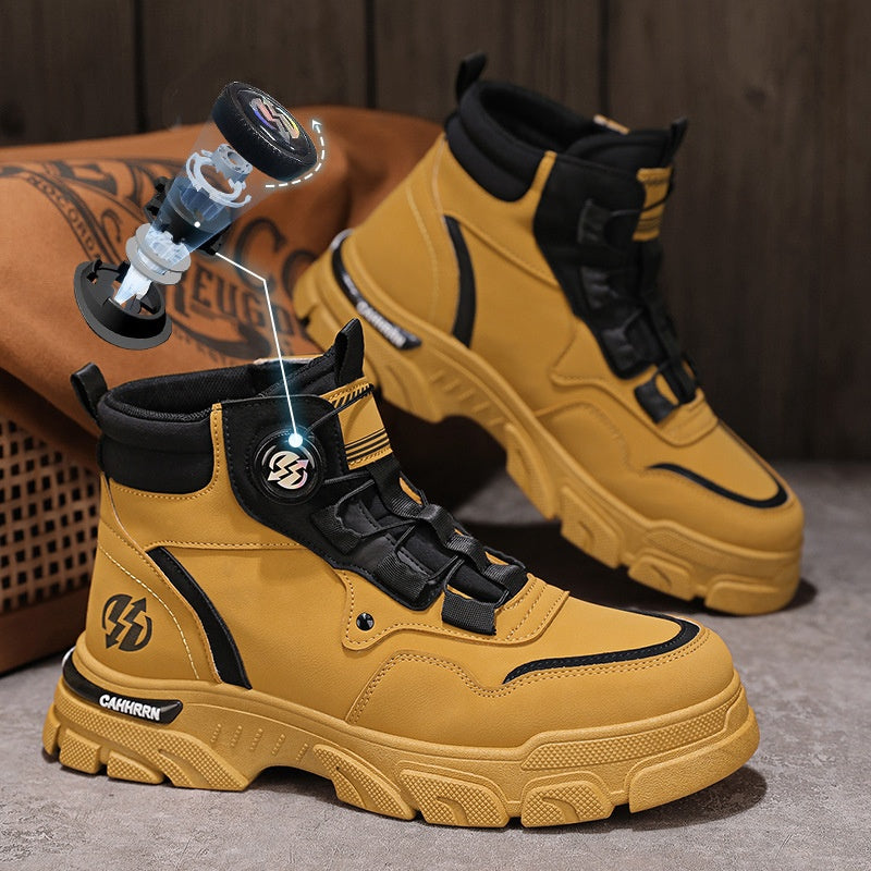 ⏰Men's outdoor swivel buckle work shoes（Waterproof, Anti-slip,Comfortable and Breathable）