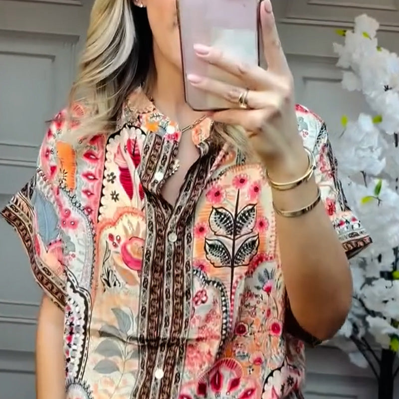 💥50% OFF💥Women's Printed Top & Wide Leg Pants 2-Piece Set