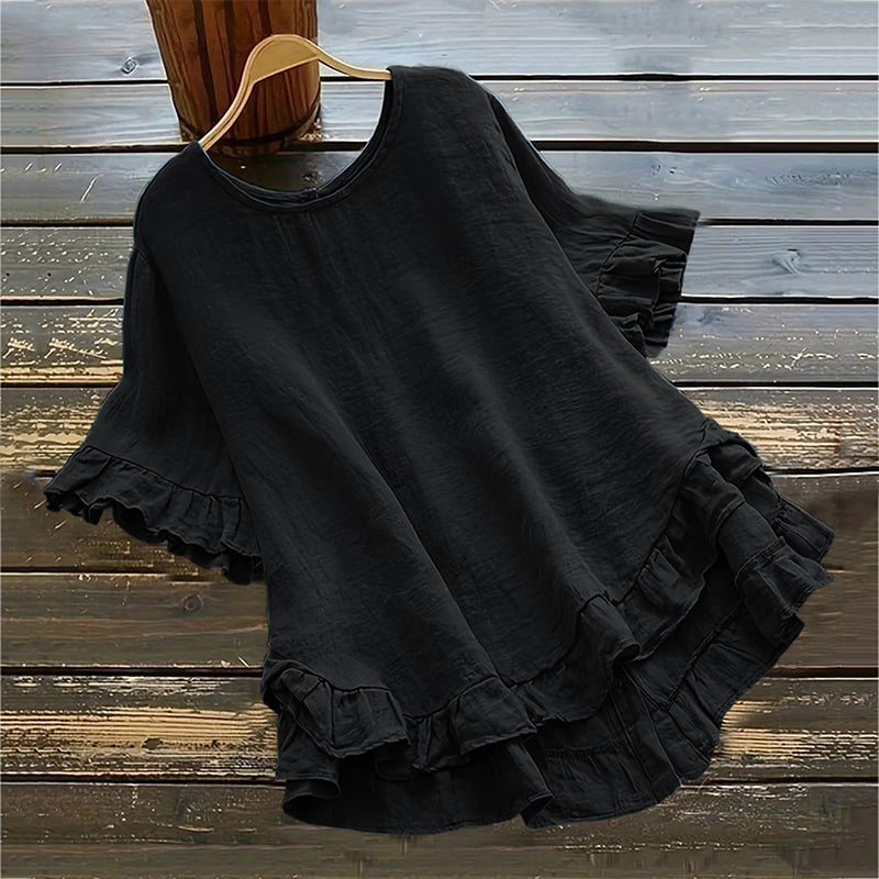 👚Women's Round Neck Ruffle Blouse